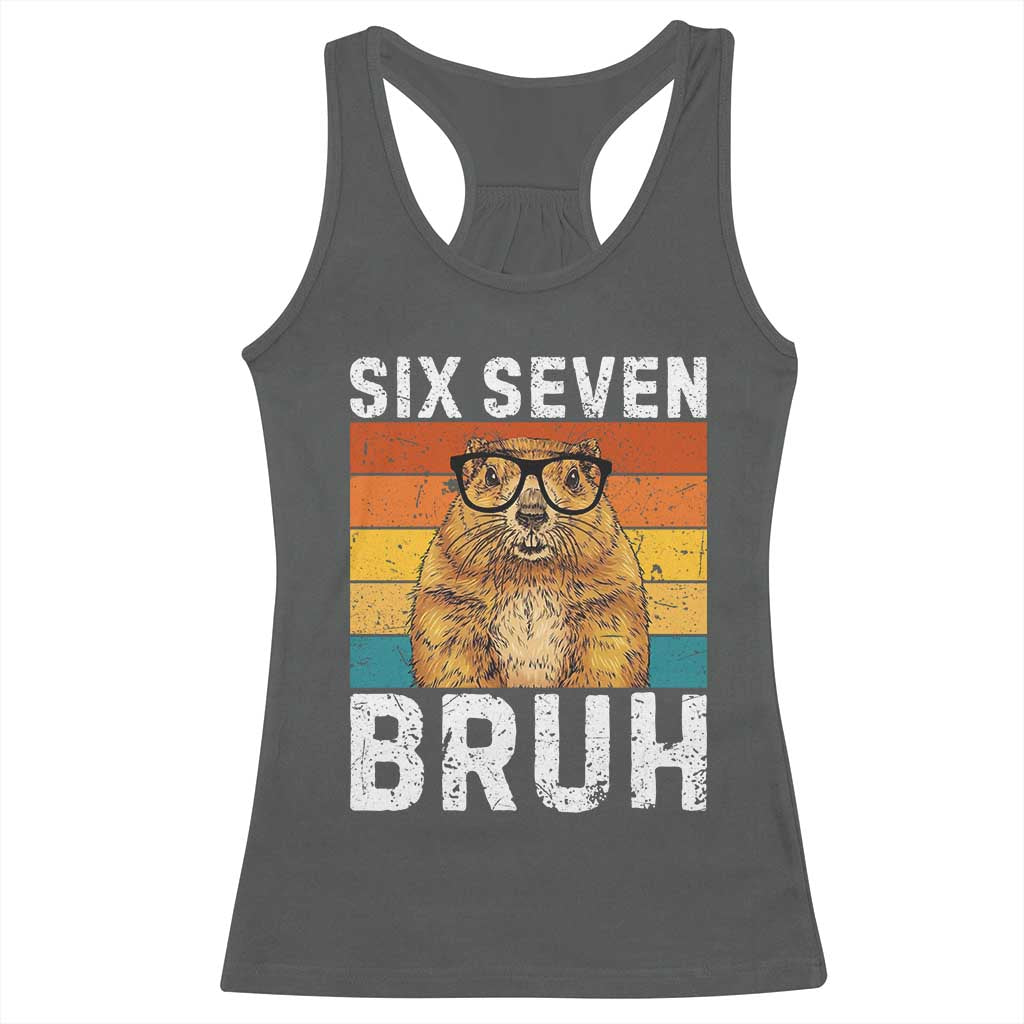 67 Groundhog Meme Racerback Tank Top Funny Six Seven Bruh Groundhog Day - Wonder Print Shop