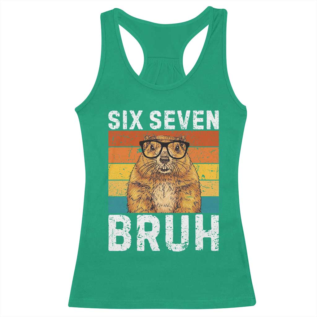 67 Groundhog Meme Racerback Tank Top Funny Six Seven Bruh Groundhog Day - Wonder Print Shop