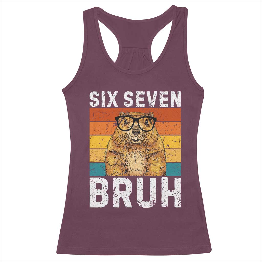67 Groundhog Meme Racerback Tank Top Funny Six Seven Bruh Groundhog Day - Wonder Print Shop