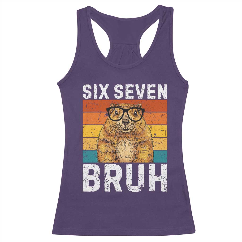 67 Groundhog Meme Racerback Tank Top Funny Six Seven Bruh Groundhog Day - Wonder Print Shop