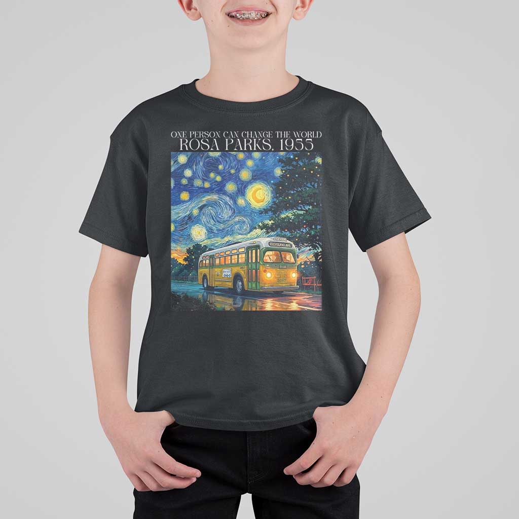 Rosa Parks T Shirt For Kid Starry Night Van Gogh Black History African - Wonder Print Shop