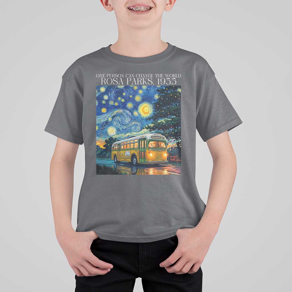 Rosa Parks T Shirt For Kid Starry Night Van Gogh Black History African - Wonder Print Shop
