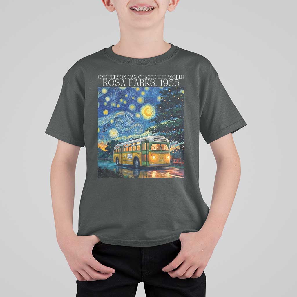 Rosa Parks T Shirt For Kid Starry Night Van Gogh Black History African - Wonder Print Shop