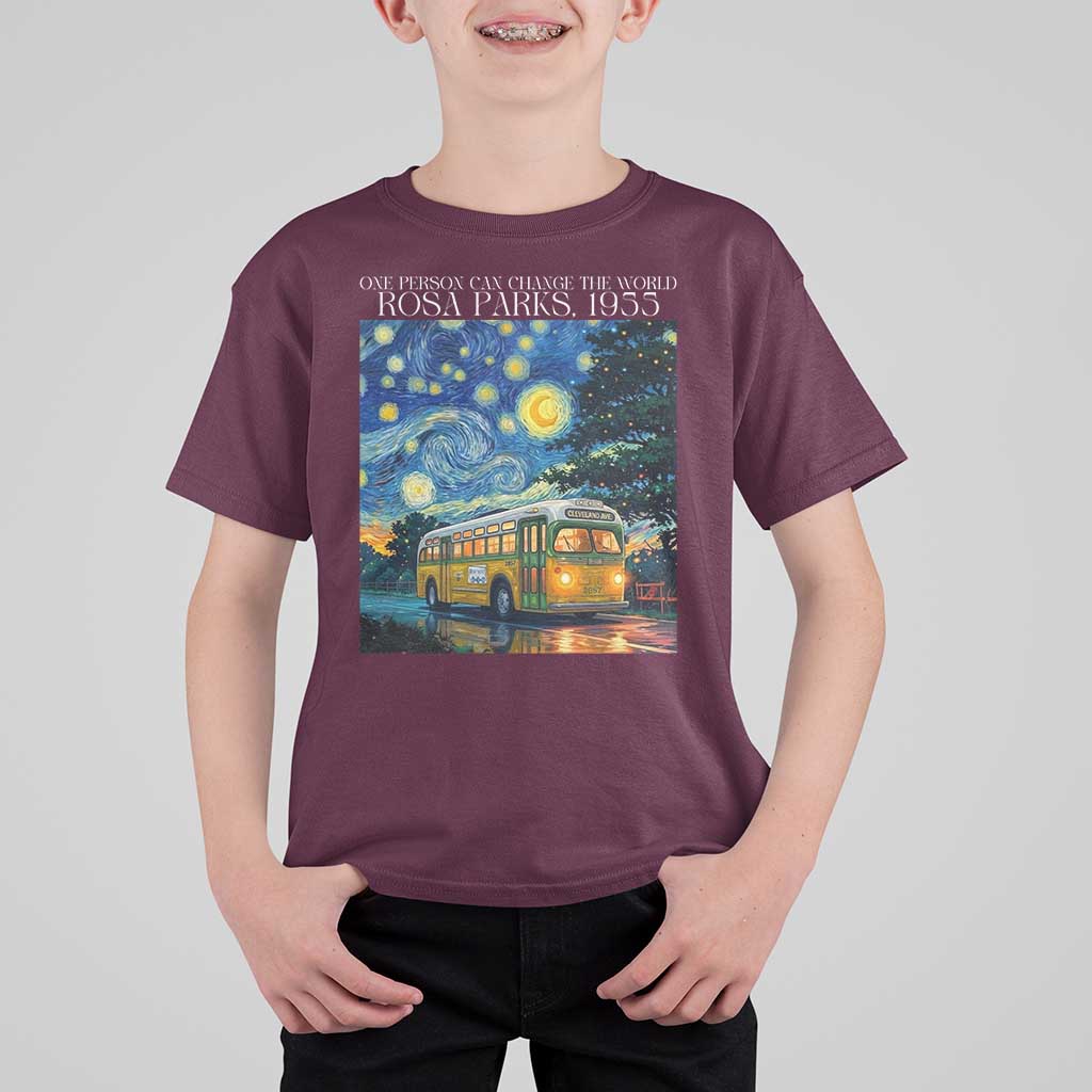 Rosa Parks T Shirt For Kid Starry Night Van Gogh Black History African - Wonder Print Shop
