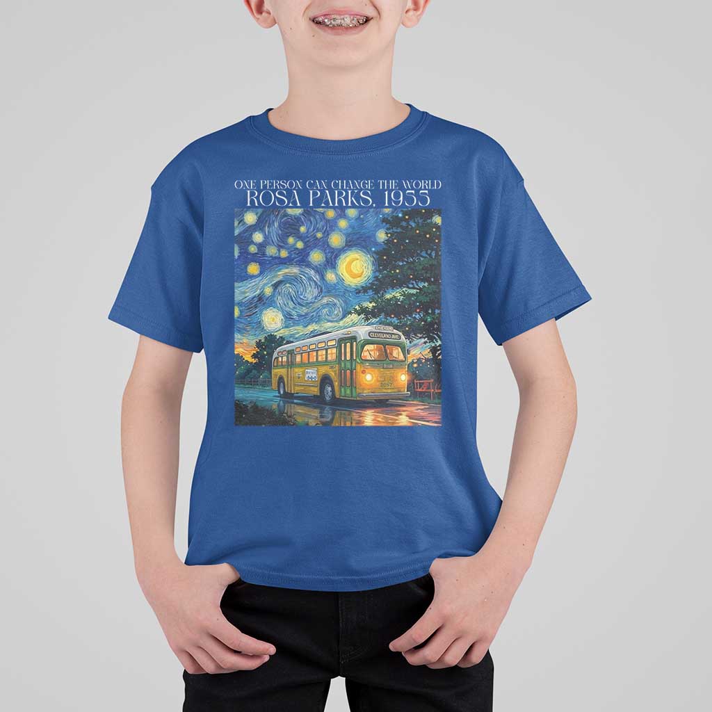 Rosa Parks T Shirt For Kid Starry Night Van Gogh Black History African - Wonder Print Shop