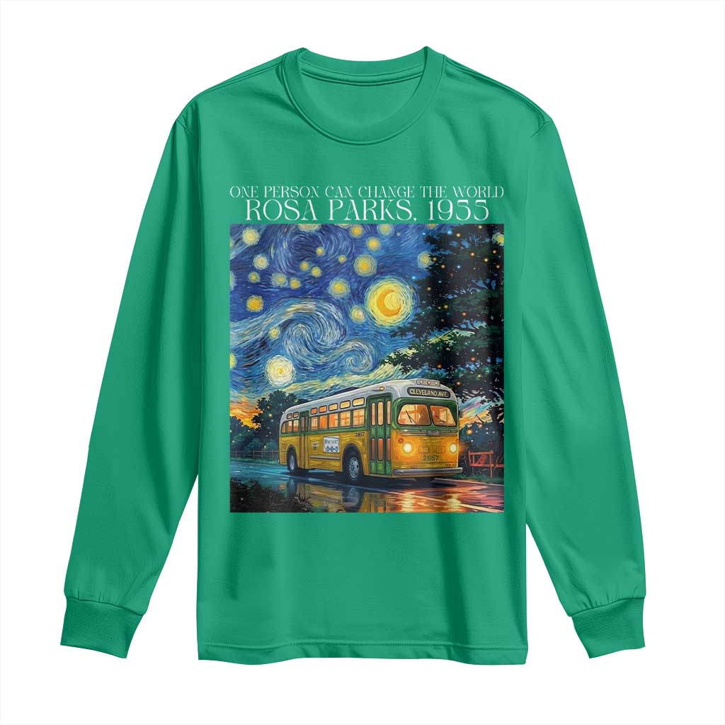 Rosa Parks Long Sleeve Shirt Starry Night Van Gogh Black History African - Wonder Print Shop