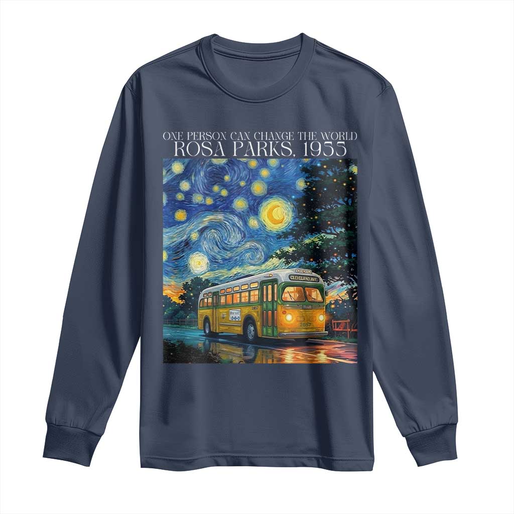 Rosa Parks Long Sleeve Shirt Starry Night Van Gogh Black History African - Wonder Print Shop