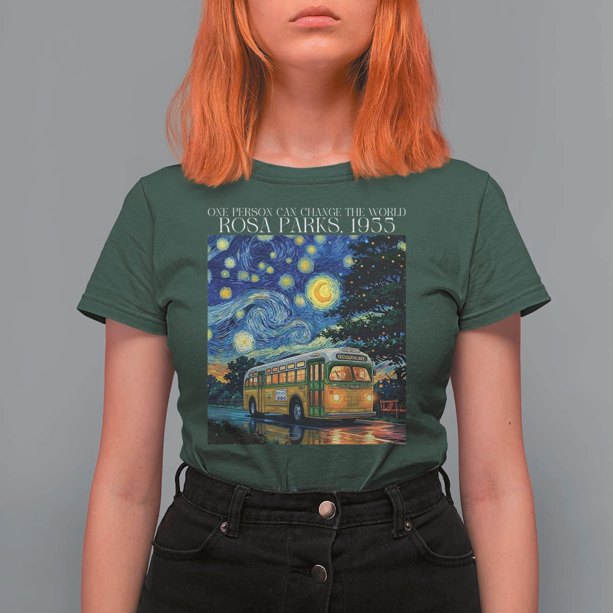 Rosa Parks T Shirt For Women Starry Night Van Gogh Black History African - Wonder Print Shop