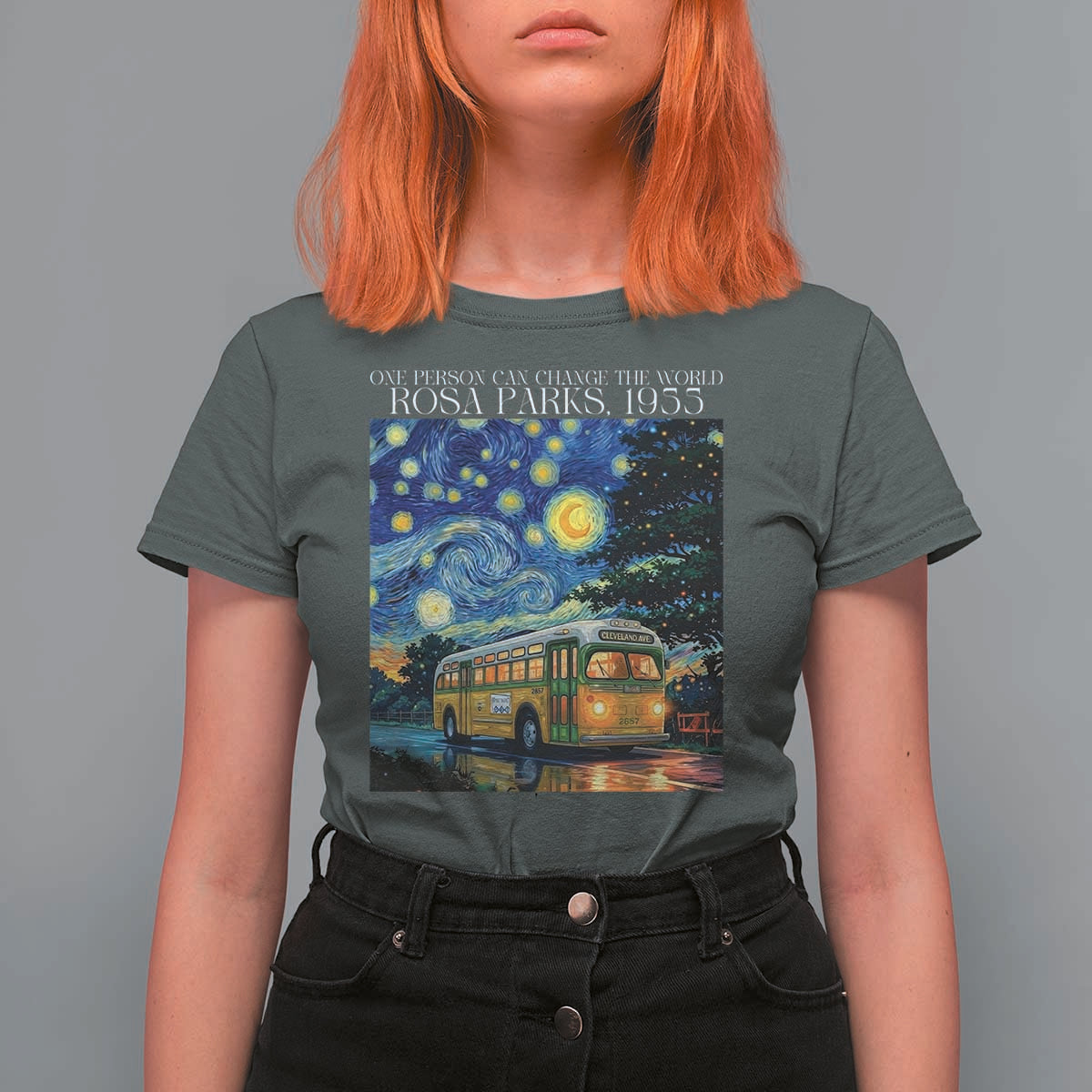 Rosa Parks T Shirt For Women Starry Night Van Gogh Black History African - Wonder Print Shop