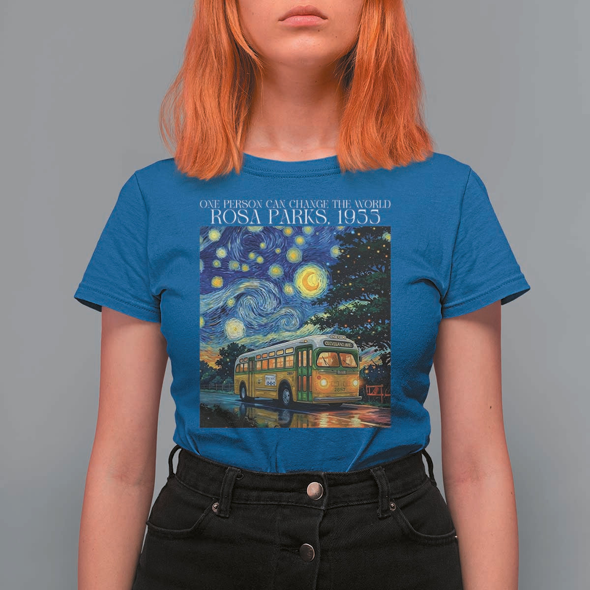 Rosa Parks T Shirt For Women Starry Night Van Gogh Black History African - Wonder Print Shop
