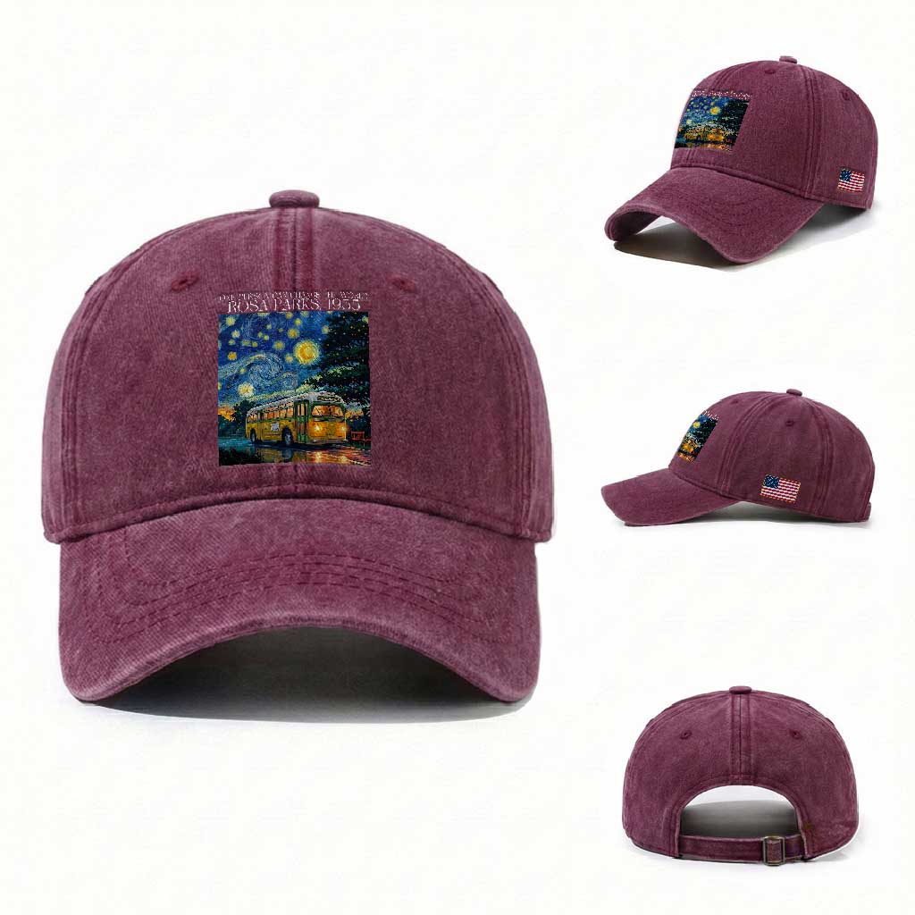 Rosa Parks Washed Cotton Baseball Cap Starry Night Van Gogh Black History African