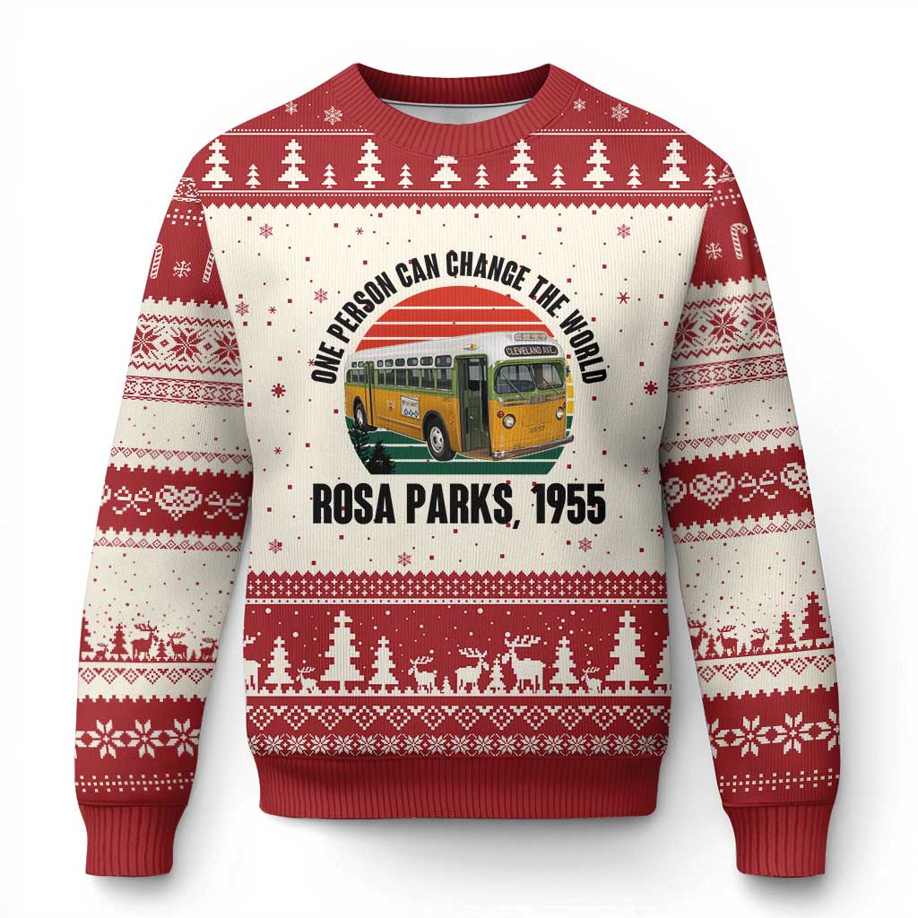 Rosa Parks Ugly Christmas Sweater One Person Can Change The World - Wonder Print Shop