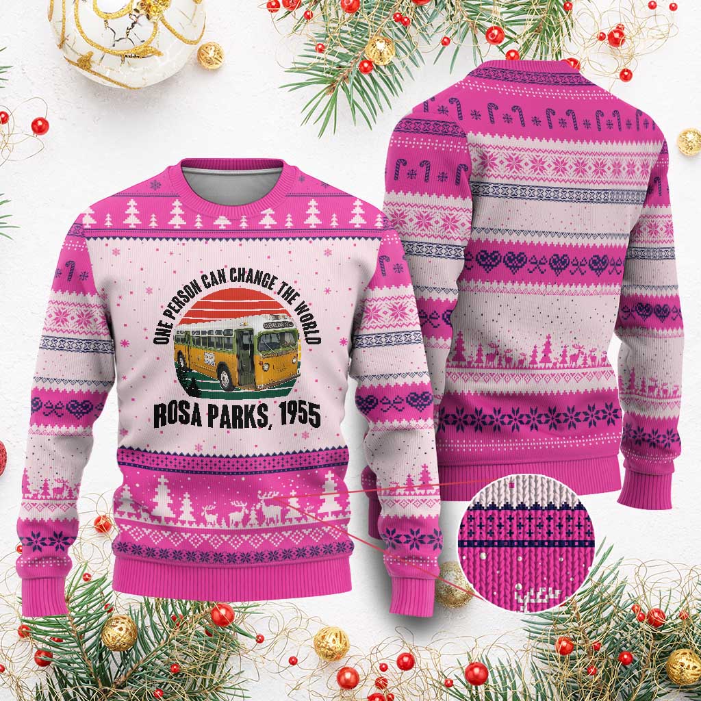 Rosa Parks Ugly Christmas Sweater One Person Can Change The World - Wonder Print Shop