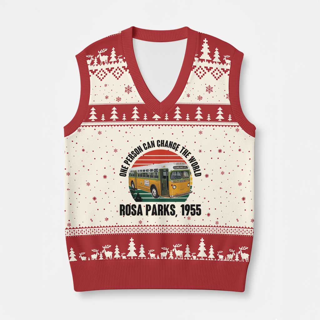 Rosa Parks V-Neck Knit Sweater Vest One Person Can Change The World - Wonder Print Shop