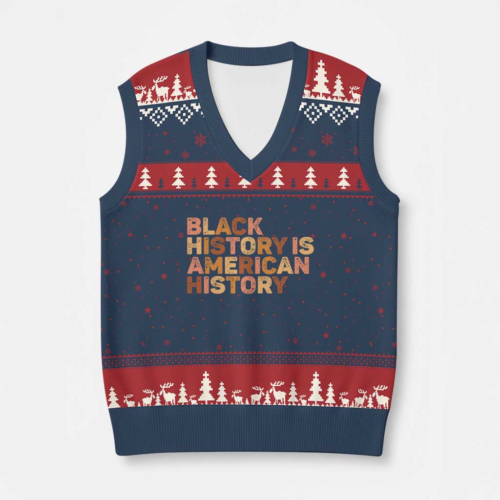 Black History Melanin African American Pride V-Neck Knit Sweater Vest - Wonder Print Shop