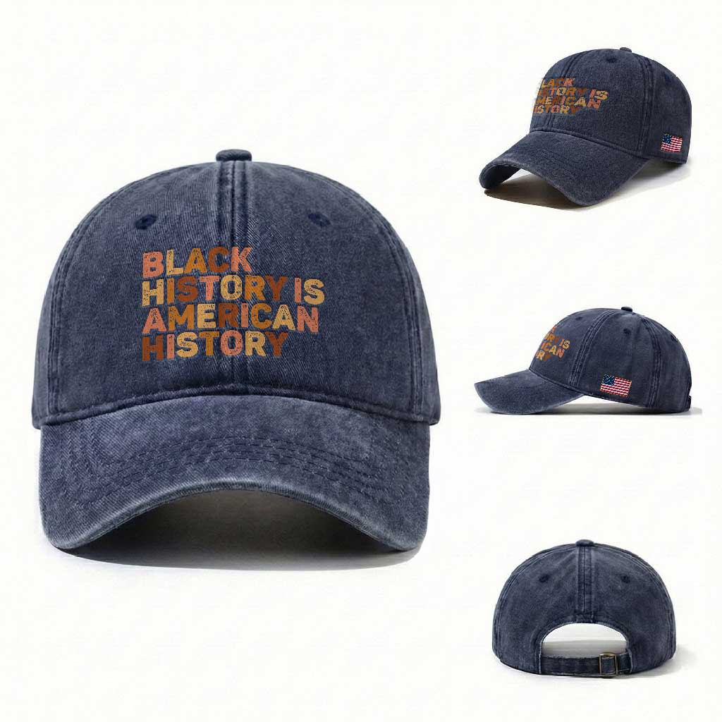 Black History Melanin African American Pride Washed Cotton Baseball Cap