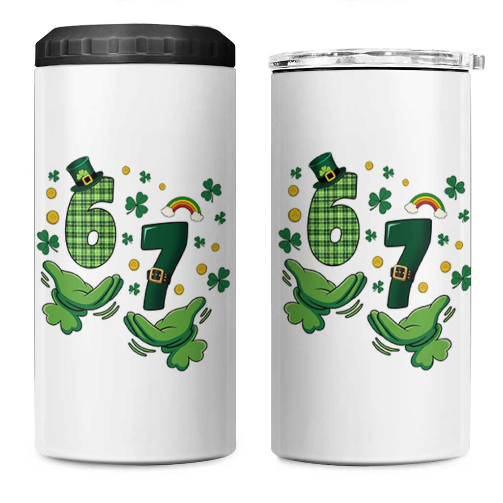 67 St Patricks Day 4 in 1 Can Cooler Tumbler Funny Six Seven Hands Meme