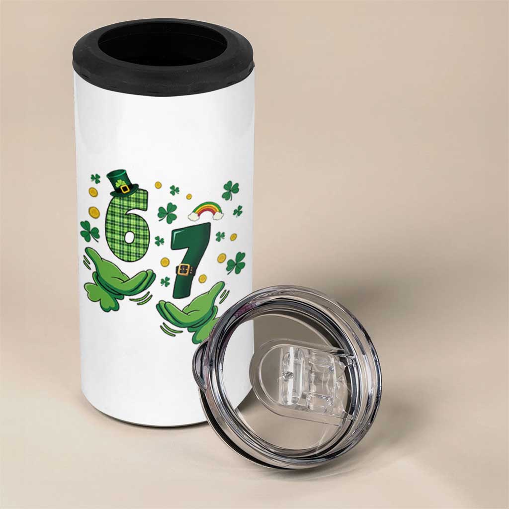 67 St Patricks Day 4 in 1 Can Cooler Tumbler Funny Six Seven Hands Meme