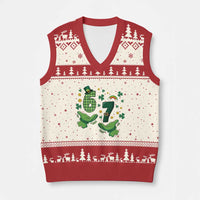 67 St Patricks Day V-Neck Knit Sweater Vest Funny Six Seven Hands Meme