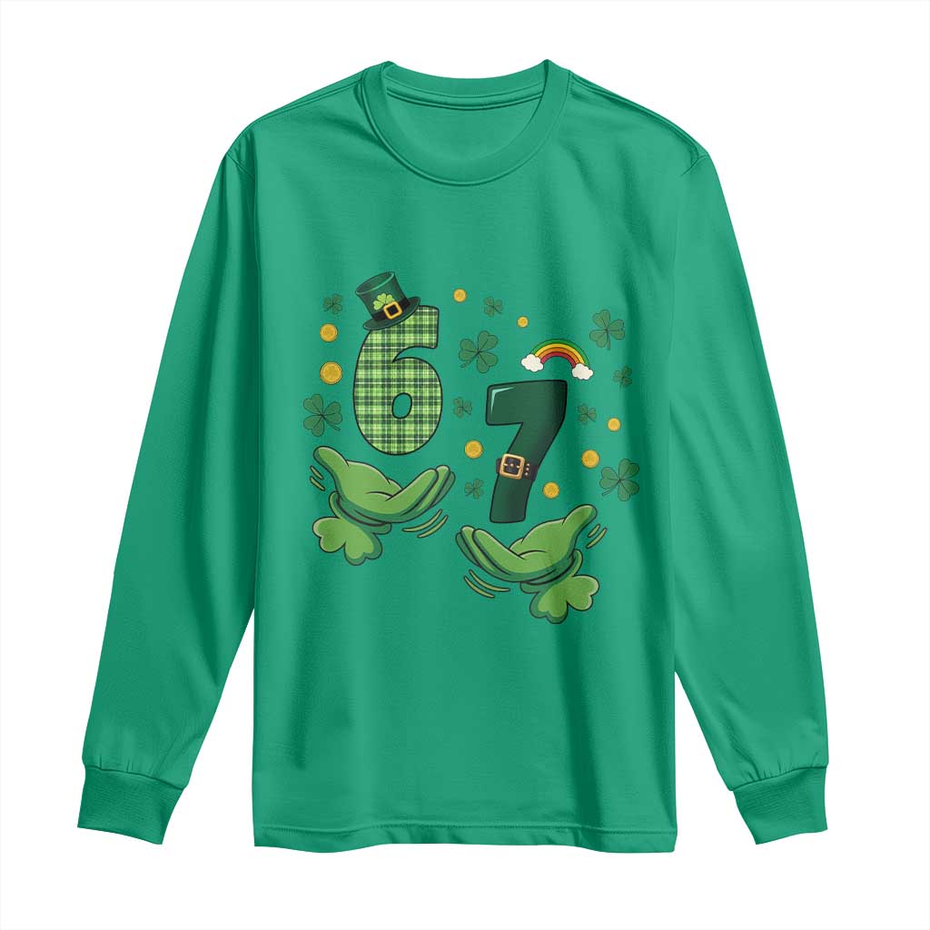 67 St Patricks Day Long Sleeve Shirt Funny Six Seven Hands Meme