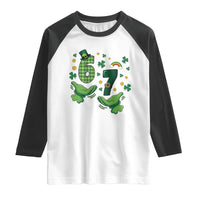 67 St Patricks Day Raglan Shirt Funny Six Seven Hands Meme