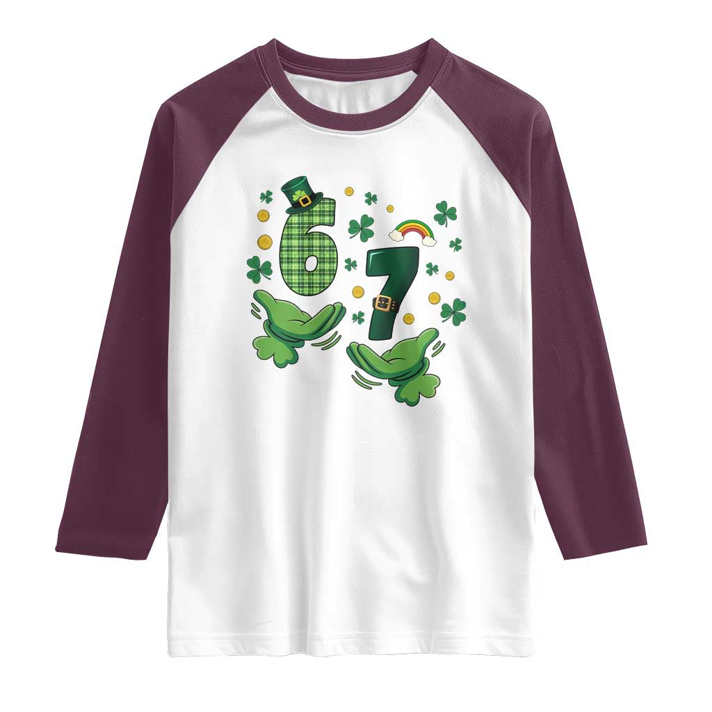 67 St Patricks Day Raglan Shirt Funny Six Seven Hands Meme