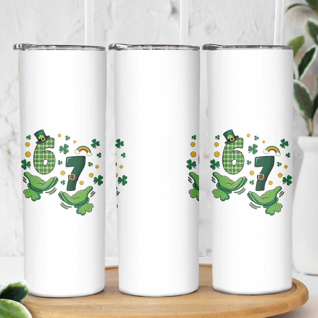 67 St Patricks Day Skinny Tumbler Funny Six Seven Hands Meme