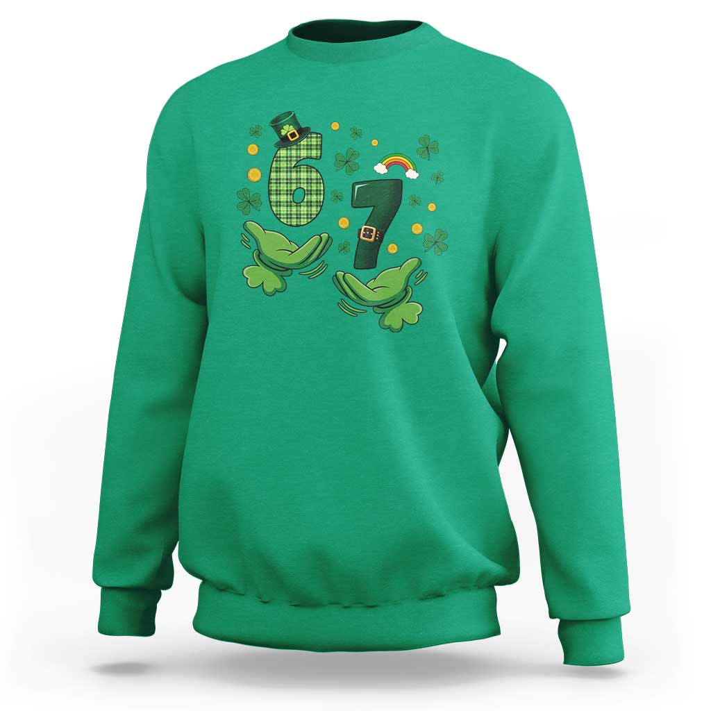 67 St Patricks Day Sweatshirt Funny Six Seven Hands Meme