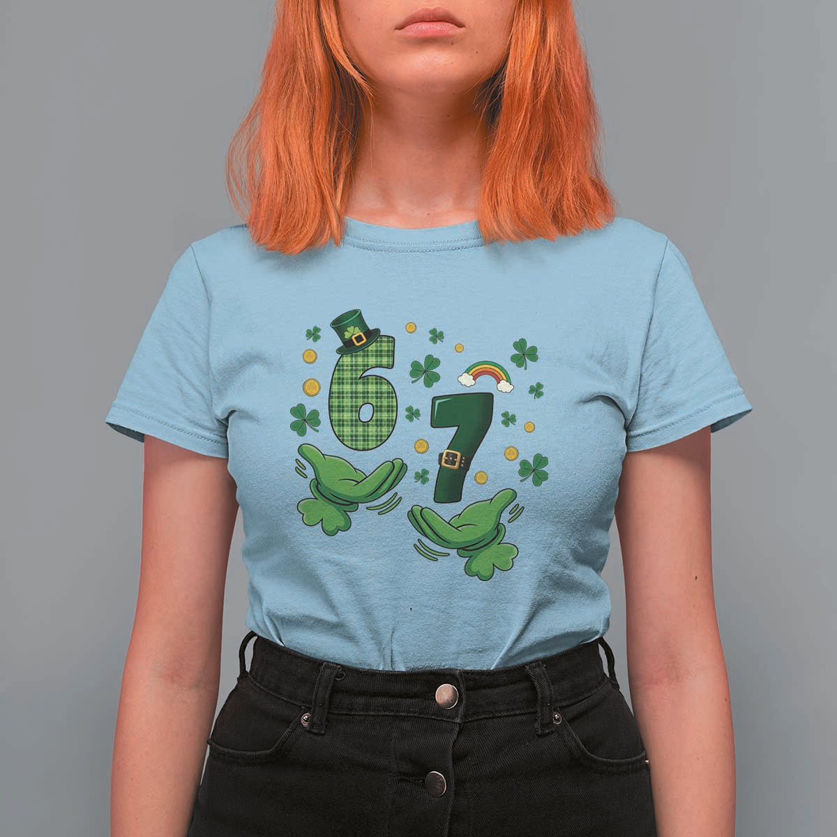 67 St Patricks Day T Shirt For Women Funny Six Seven Hands Meme