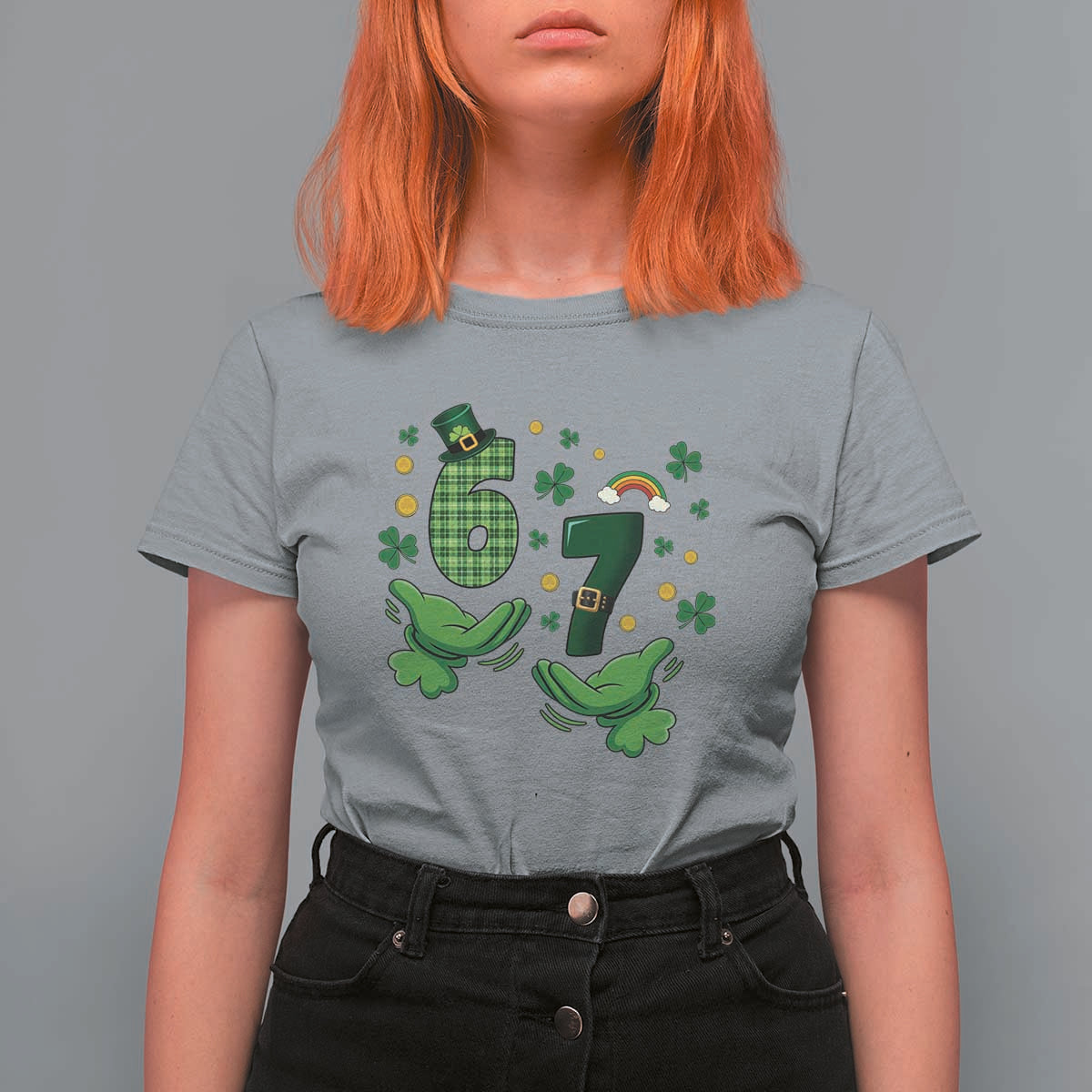 67 St Patricks Day T Shirt For Women Funny Six Seven Hands Meme