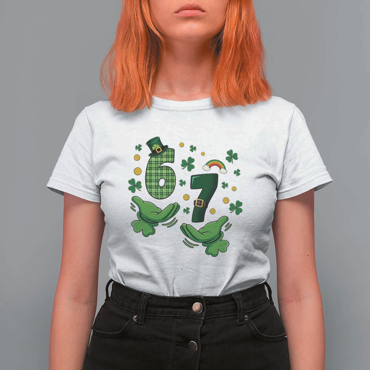 67 St Patricks Day T Shirt For Women Funny Six Seven Hands Meme
