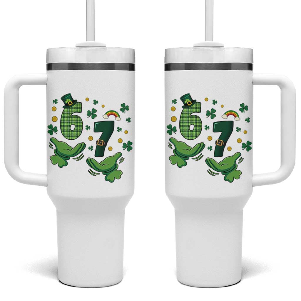 67 St Patricks Day Tumbler With Handle Funny Six Seven Hands Meme