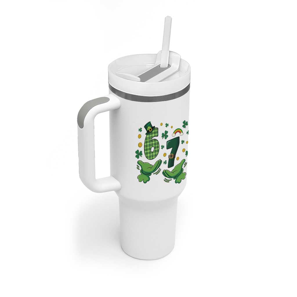 67 St Patricks Day Tumbler With Handle Funny Six Seven Hands Meme