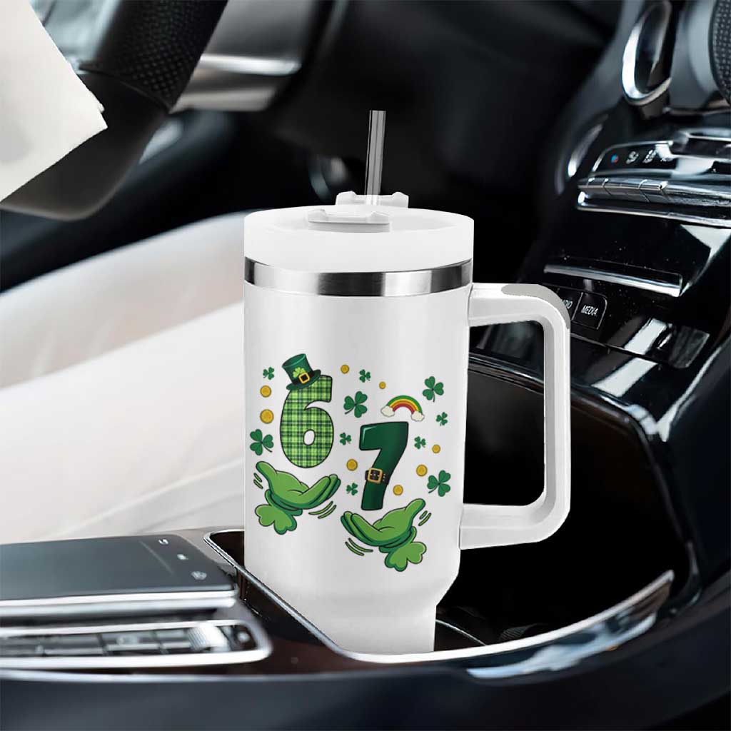 67 St Patricks Day Tumbler With Handle Funny Six Seven Hands Meme