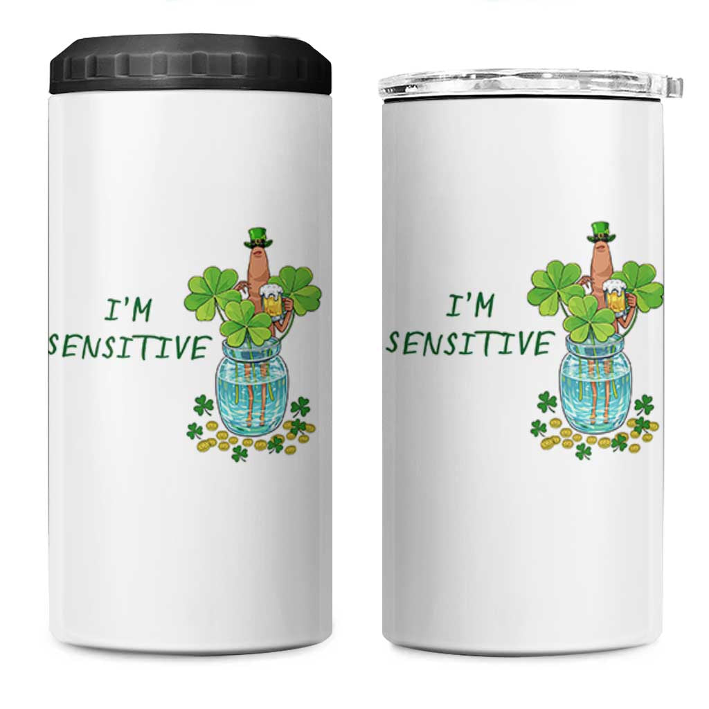 Marcus The Worm St Patricks Day 4 in 1 Can Cooler Tumbler I'm Sensitive