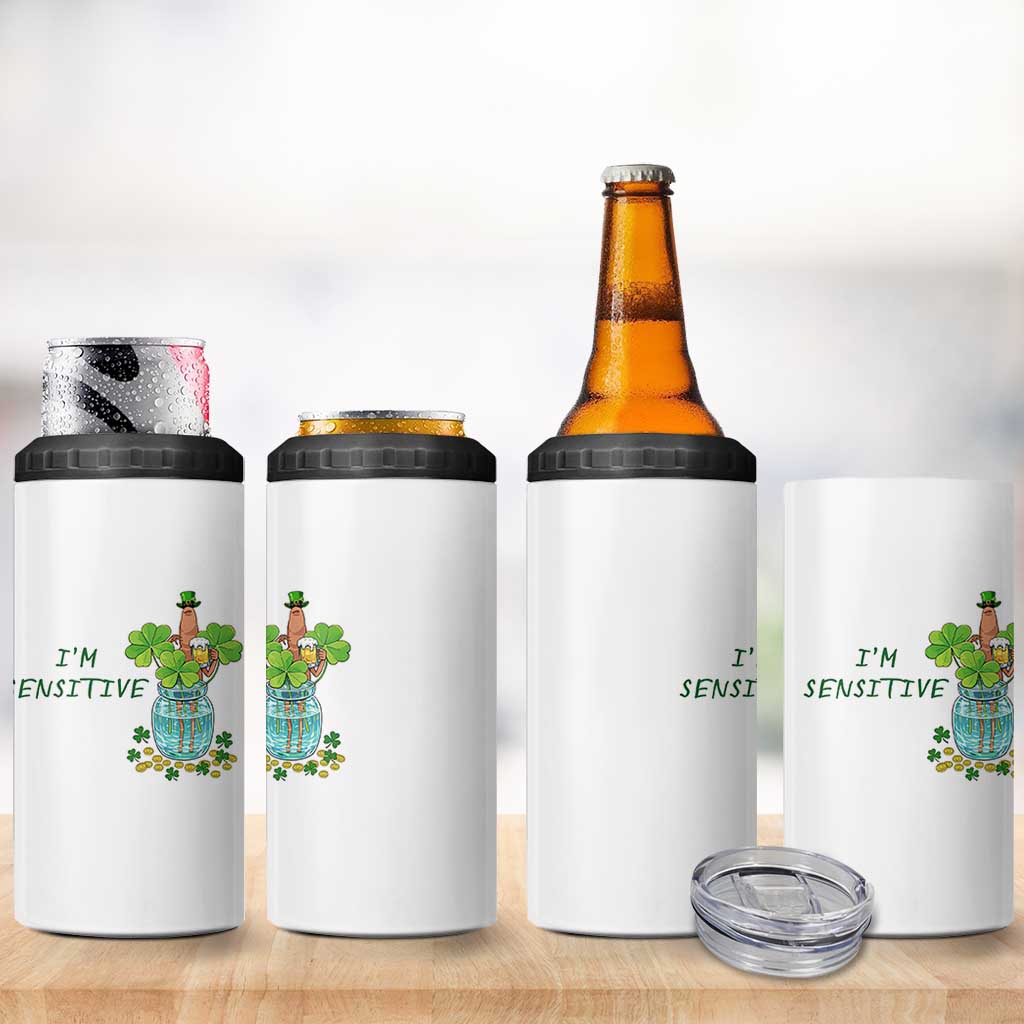 Marcus The Worm St Patricks Day 4 in 1 Can Cooler Tumbler I'm Sensitive