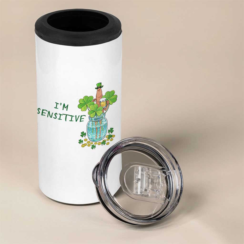 Marcus The Worm St Patricks Day 4 in 1 Can Cooler Tumbler I'm Sensitive