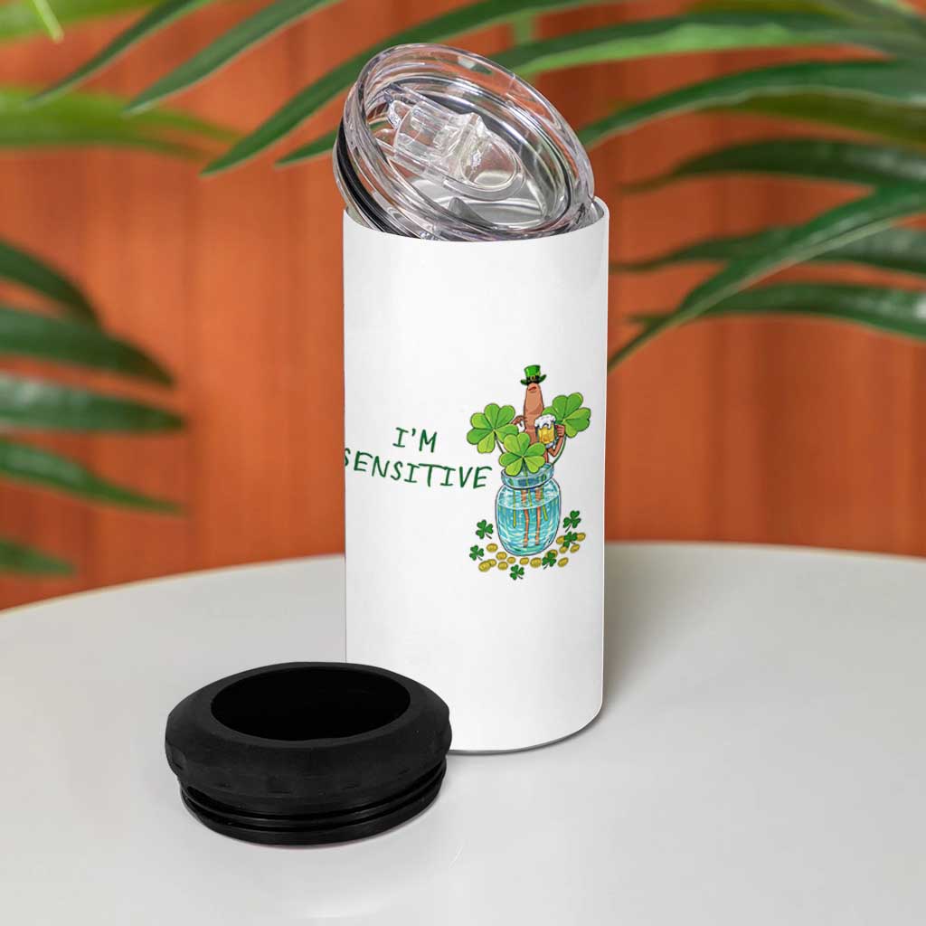 Marcus The Worm St Patricks Day 4 in 1 Can Cooler Tumbler I'm Sensitive