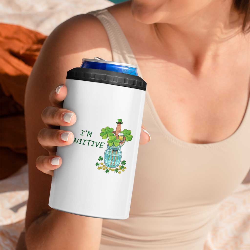 Marcus The Worm St Patricks Day 4 in 1 Can Cooler Tumbler I'm Sensitive