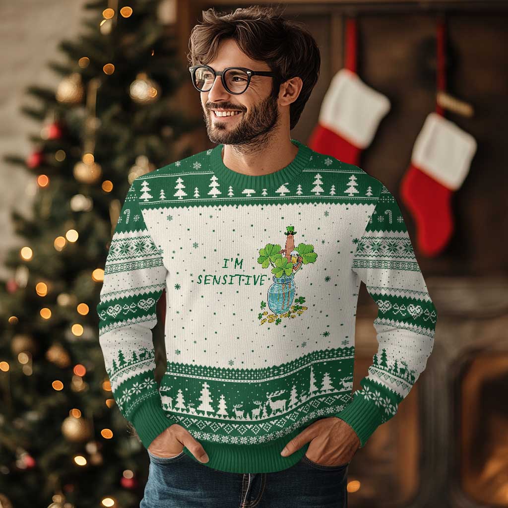 Marcus The Worm St Patricks Day Ugly Christmas Sweater I'm Sensitive
