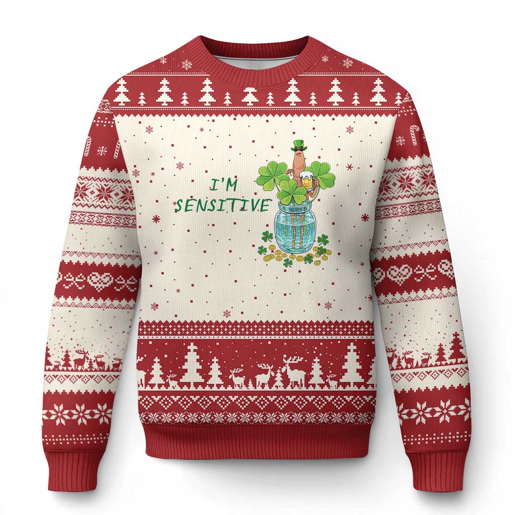 Marcus The Worm St Patricks Day Ugly Christmas Sweater I'm Sensitive