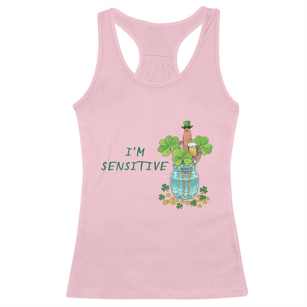 Marcus The Worm St Patricks Day Racerback Tank Top I'm Sensitive