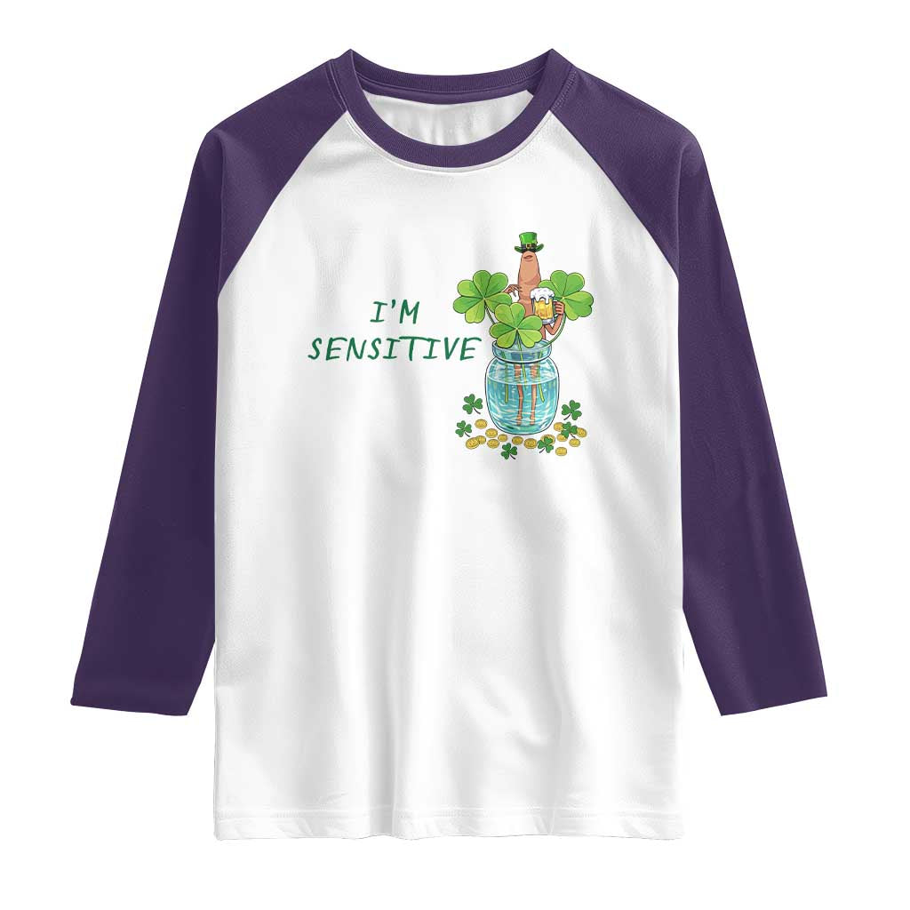Marcus The Worm St Patricks Day Raglan Shirt I'm Sensitive