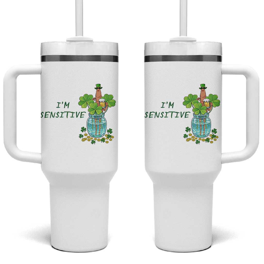 Marcus The Worm St Patricks Day Tumbler With Handle I'm Sensitive