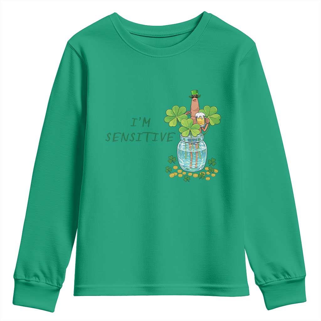 Marcus The Worm St Patricks Day Youth Sweatshirt I'm Sensitive