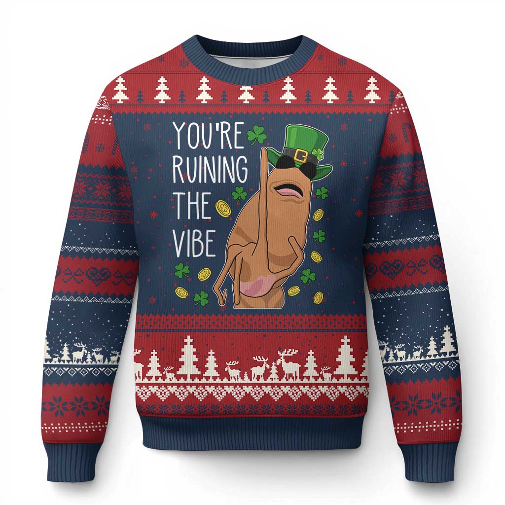 Marcus The Worm St Patricks Day Ugly Christmas Sweater You're Ruining The Vibe