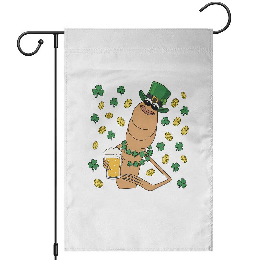 Marcus The Worm St Patricks Day Garden Flag Funny Drinking Irish Beer Ireland