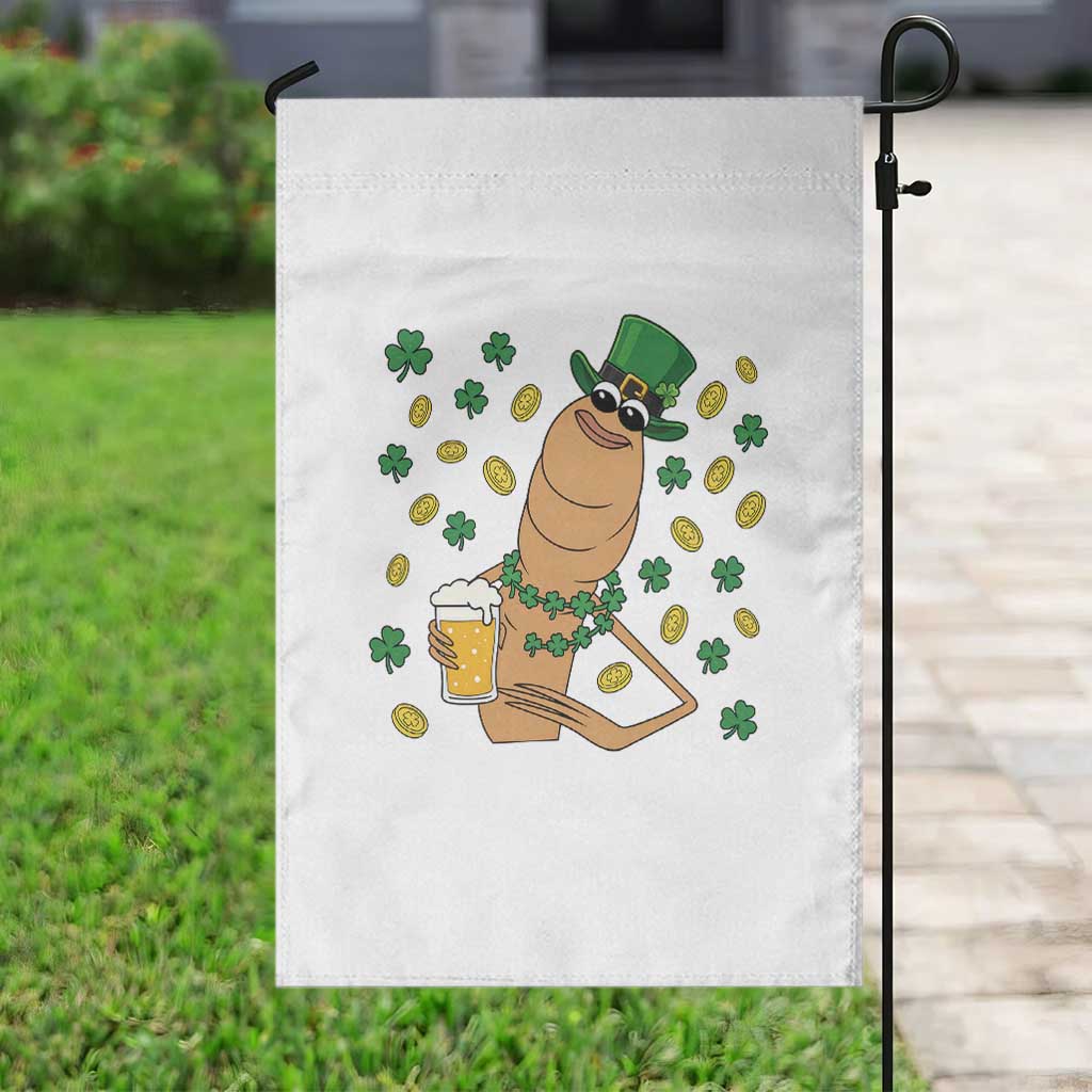 Marcus The Worm St Patricks Day Garden Flag Funny Drinking Irish Beer Ireland
