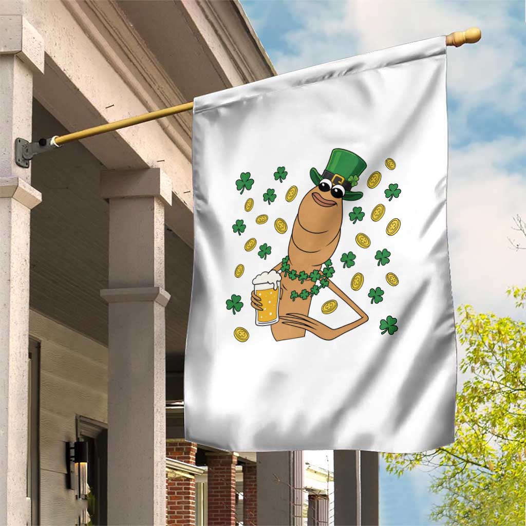 Marcus The Worm St Patricks Day Garden Flag Funny Drinking Irish Beer Ireland