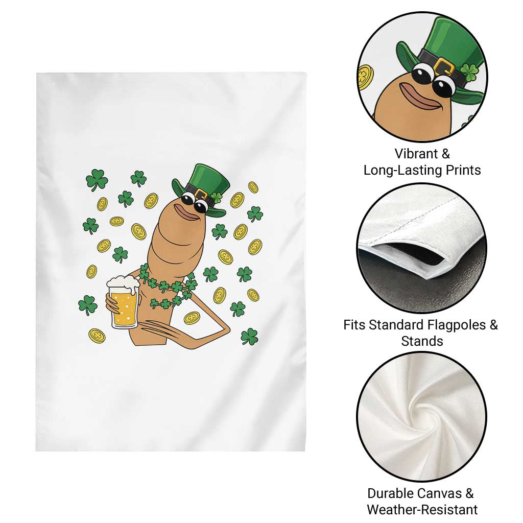 Marcus The Worm St Patricks Day Garden Flag Funny Drinking Irish Beer Ireland